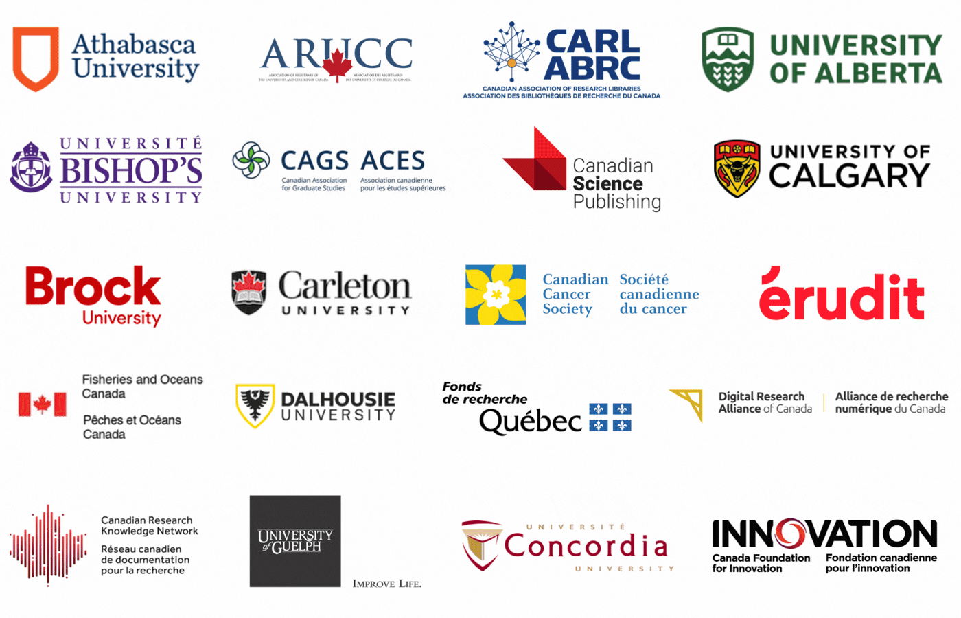 Logos of ORCID-CA member organizations