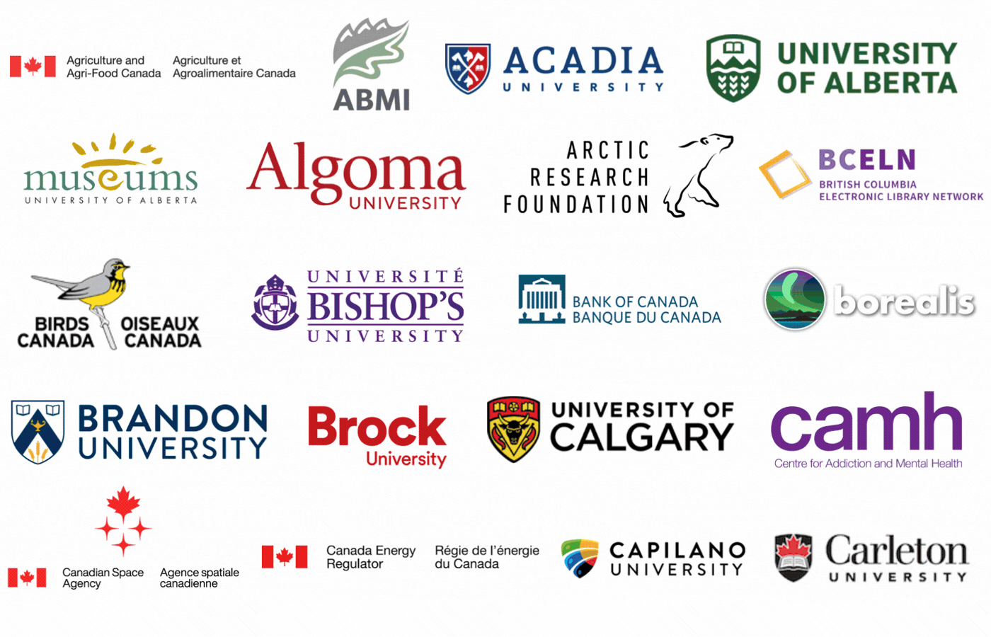Logos of DataCite Canada member organizations