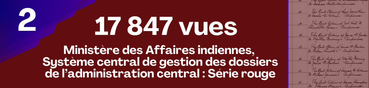 17 847 vues Ministère des Affaires indiennes, Système central de gestion des dossiers de l’administration centrale : Série rouge