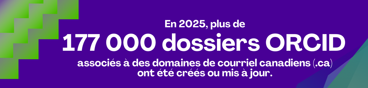 En 2025, plus de 177 000 dossiers ORCID associés à des domaines de courriel canadiens (.ca) ont été créés ou mis à jour.