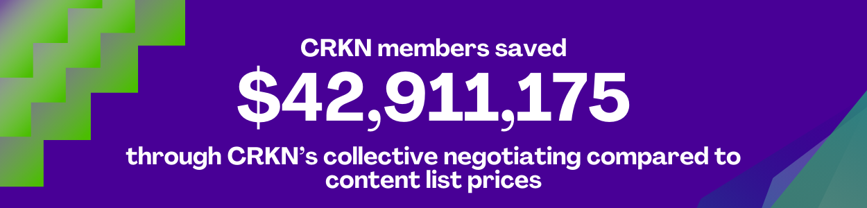 CRKN members saved $42,911,175 through CRKN’s collective negotiating compared to content list prices